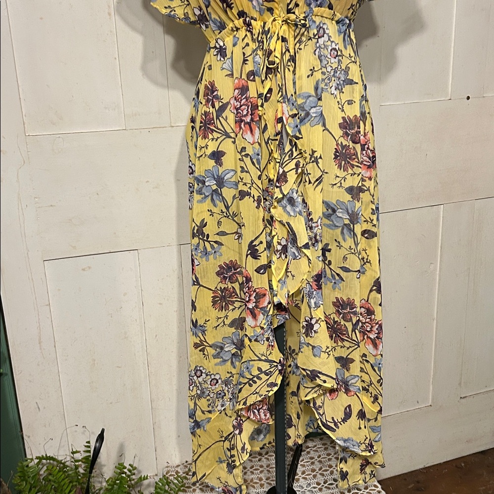 Vint No Boundaries Tie Front Hi Low Dress Peasant Overdress Hippie Boho Festival - Picture 3 of 6